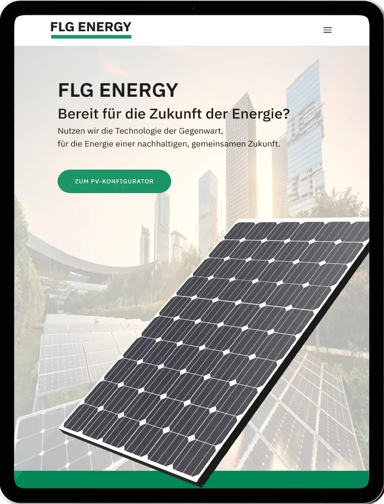 FLG Energy Tablet, Webdesign, Mediendesign, SEO, Online Konfigurator