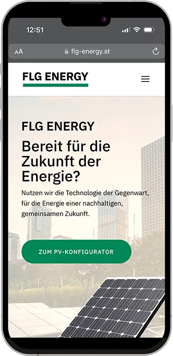 FLG Energy Telefon, Webdesign, Mediendesign, SEO, Online Konfigurator