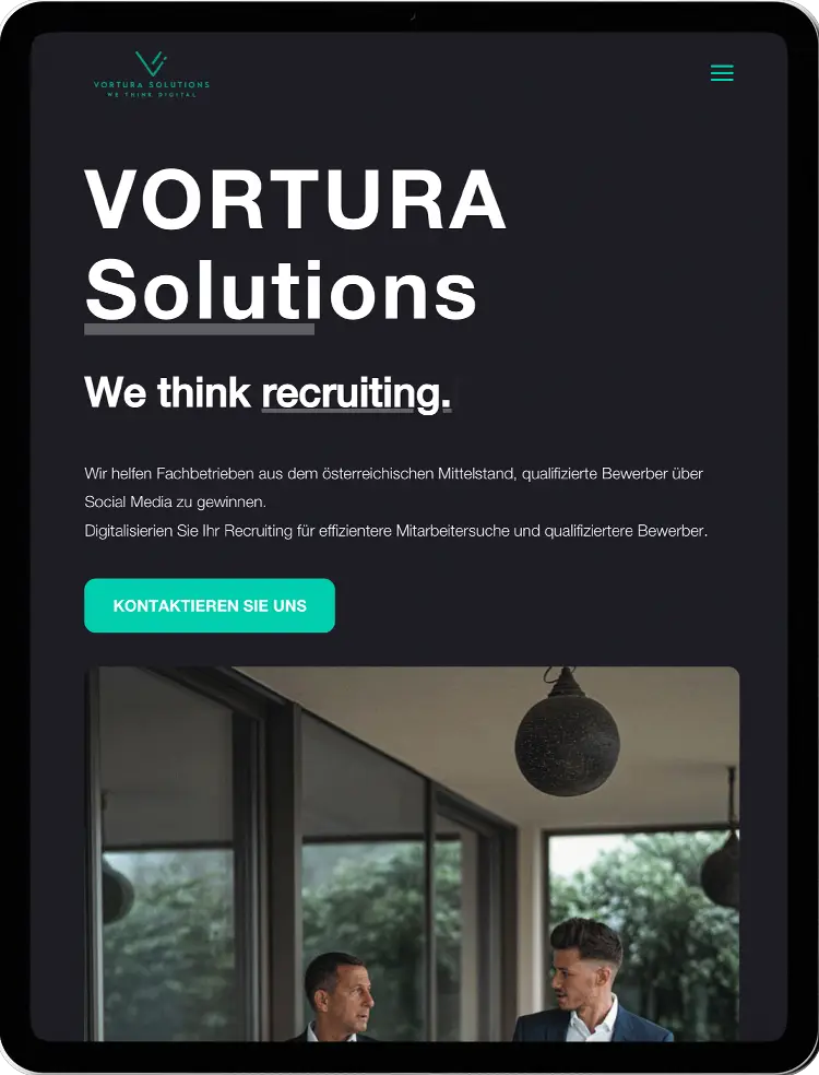 Vortura Solutions Tablet, Webdesign, Mediendesign