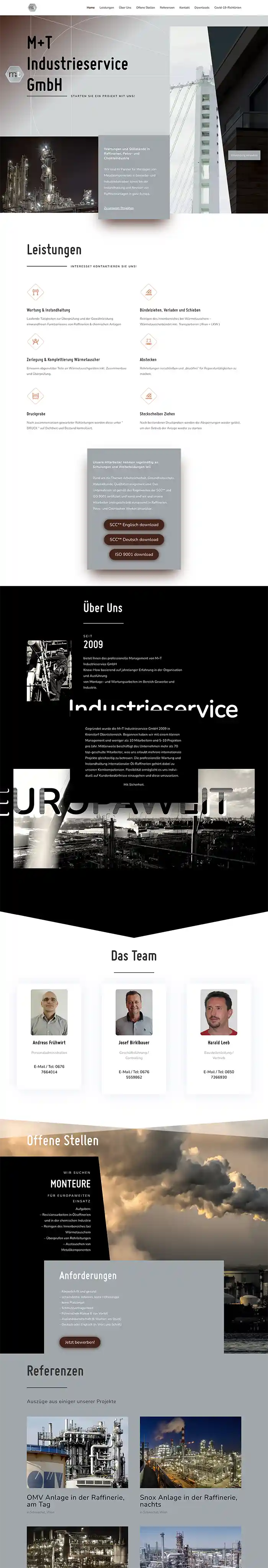 M+T Industrieservice, Webdesign, Mediendesign, Online Bewerberformular